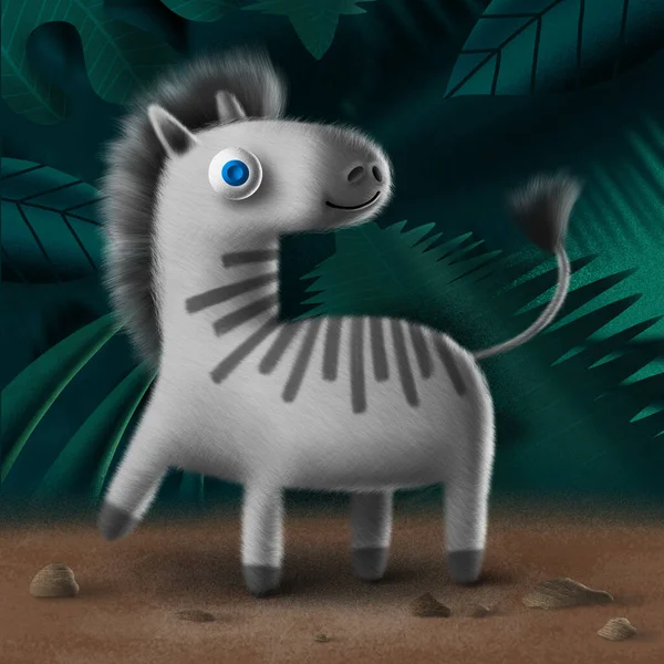 Sevimli Oyuncak Zebra Karakter Çizimi — Stok fotoğraf