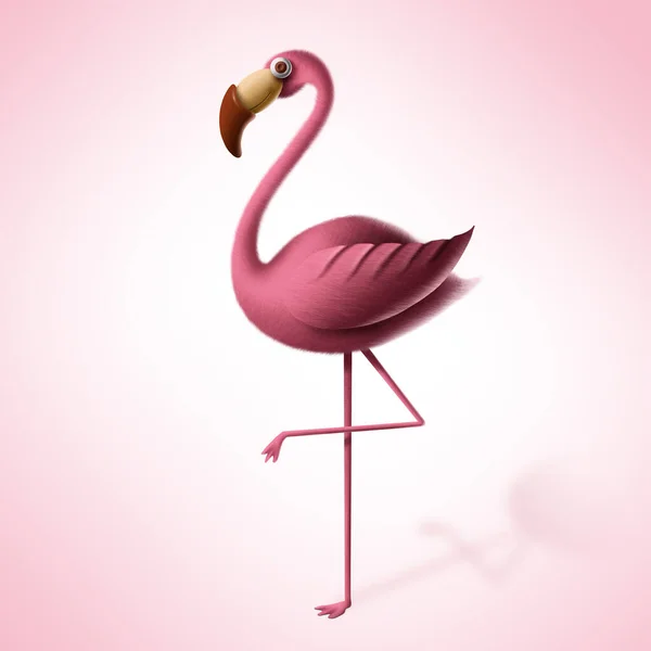 Cute Toy Flamingo Bird Character Illustration — Zdjęcie stockowe