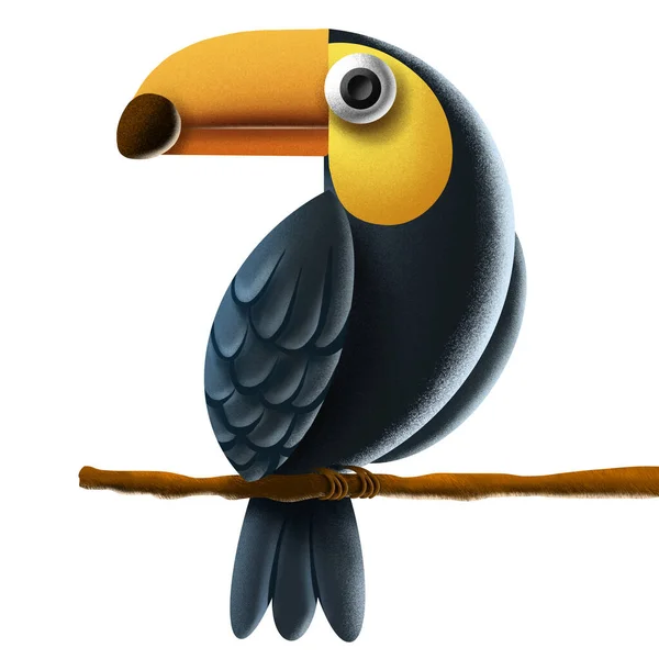 Niedliches Spielzeug Tukan Vogel Charakter Illustration Papageienzeichnung — Stockfoto