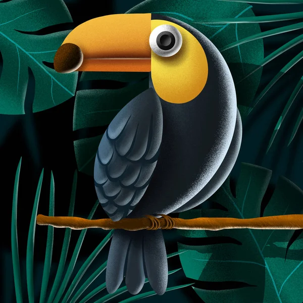 Boyutlu Sevimli Oyuncak Tukan Kuş Karakteri Çizimi Papağan Çizimi — Stok fotoğraf