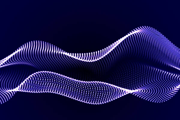 波浪粒子技术背景设计 波纹流动微粒 高科技和大数据背景设计的小册子 — 图库矢量图片