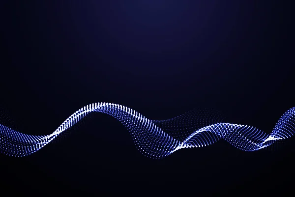 光滑烟雾粒子波 大数据技术背景与发光点 Tech 蓝色颜色 — 图库矢量图片