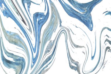 Soyut modern moda mermer akışkan damarlı doku taklidi sıvı kıvrımlı çizgiler. Soyut gri ve mavi dalgalı çizgiler arka plan, akışkan akış vektör tasarımı