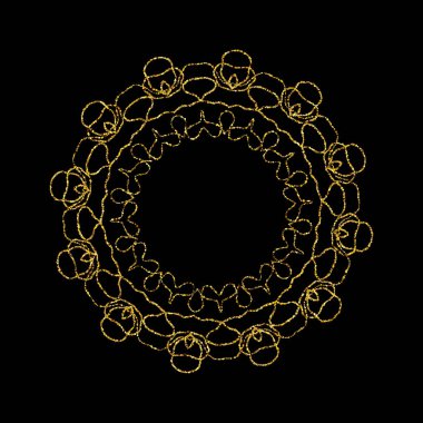 Siyah zemin üzerinde dekoratif çerçeve şeklinde altın toz, tasarım elementi