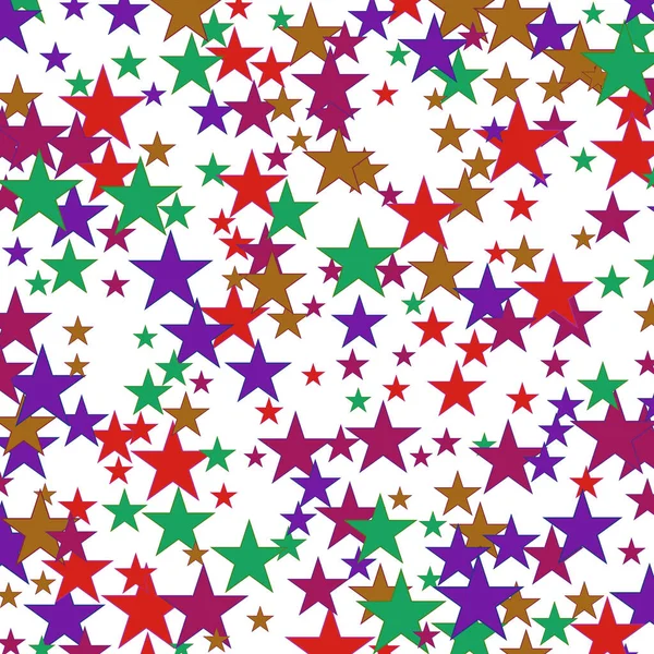 Colored Bright Elements Form Stars Postcard Design Falling Colored Stars — Stock Vector