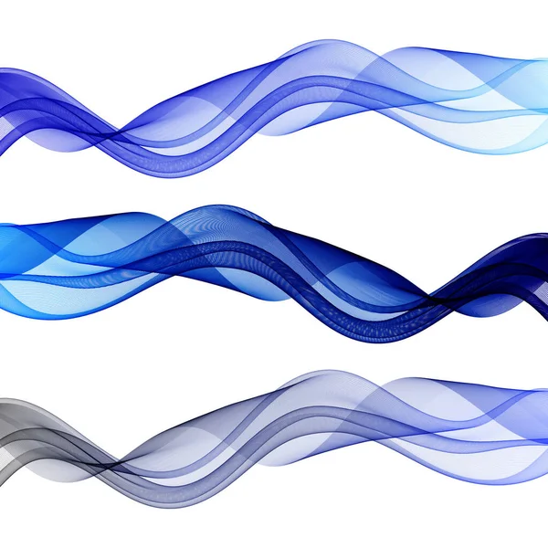 Abstract Background Wavy Lines Waves Set Horizontal Blue Waves Design — Stock Vector