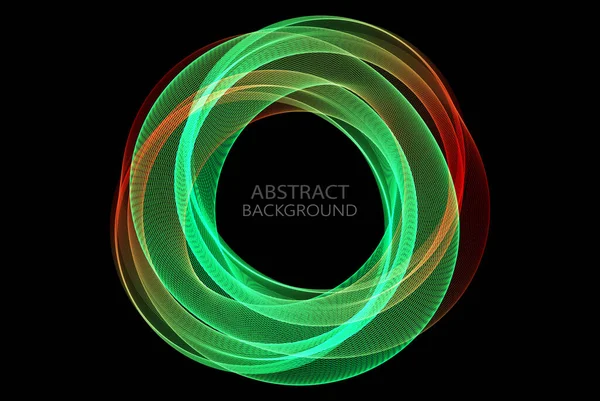 Κόκκινο Πράσινες Διαφανείς Και Κυκλικές Κυματικές Γραμμές Σκούρο Φόντο Πλαίσιο — Διανυσματικό Αρχείο