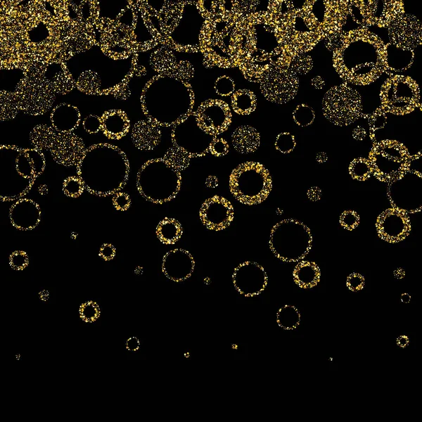 Конфетти Золотой Пыли Виде Колец Черном Фоне Элемент Праздничного Оформления — стоковый вектор