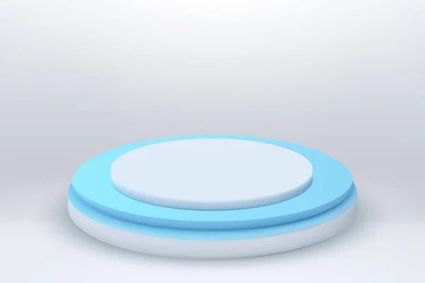 Pied Podium Cylindrique Blanc Bleu Réaliste Fond Abstrait Avec Socle — Image vectorielle