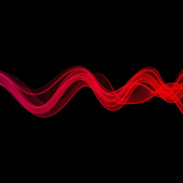 Хвиляста Червоно Яскрава Хвиля Чорному Абстрактному Тлі Елемент Дизайну Шаблон — стоковий вектор