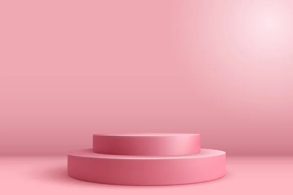 발렌타인 렌더링에 최소한의 핑크씬 있으며 추상적 추상적 형태의 파스텔 제품에 — 스톡 벡터