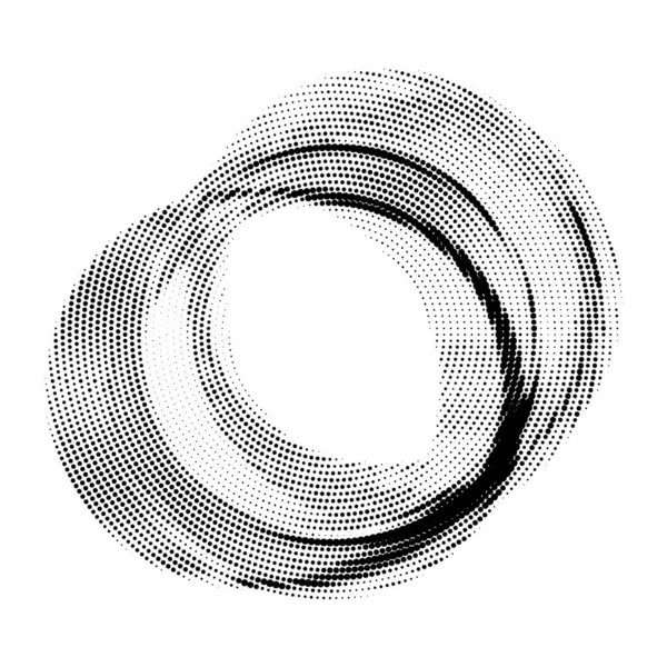 白い背景 デザイン要素上の丸いフレームの形でダークハーフトーンドット 丸いハーフトーンのロゴ ベクトル点線のフレームデザイン 要約点線の背景 — ストックベクタ
