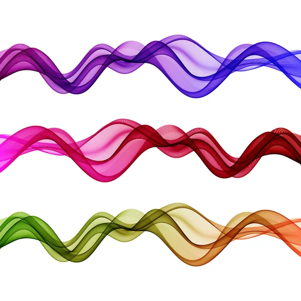 Satz Farbiger Wellen Auf Weißem Hintergrund Eps10 — Stockvektor