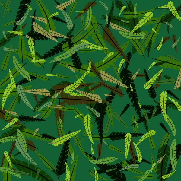 熱帯のエキゾチックな葉の抽象的な色を漫画のスタイルで描いた ヤシの葉の抽象的な背景 漫画スタイル デザイン要素 — ストックベクタ