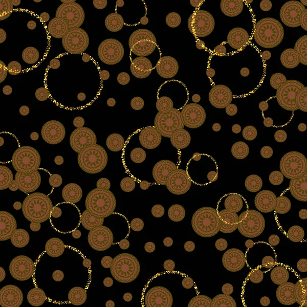 Золото Круглої Форми Фону Декоративні Золоті Кола Чорний Фон Елемент — стоковий вектор