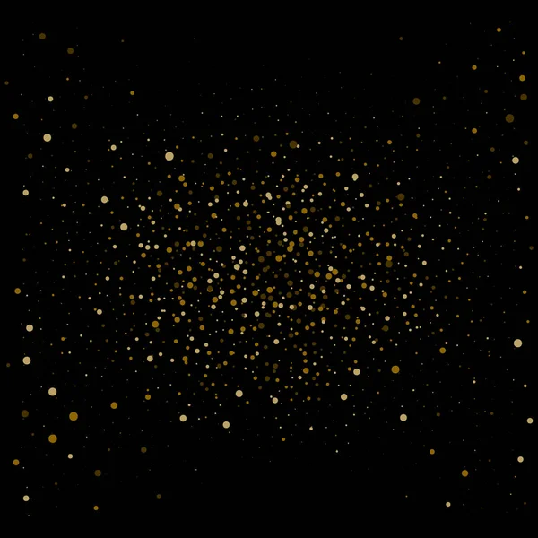 Fondo Oscuro Abstracto Esparcido Con Polvo Dorado Círculo Diseño Confeti — Vector de stock