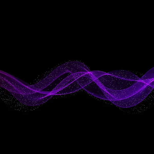 Lilac Blue Transparent Smoky Wave Black Background — Stock Vector