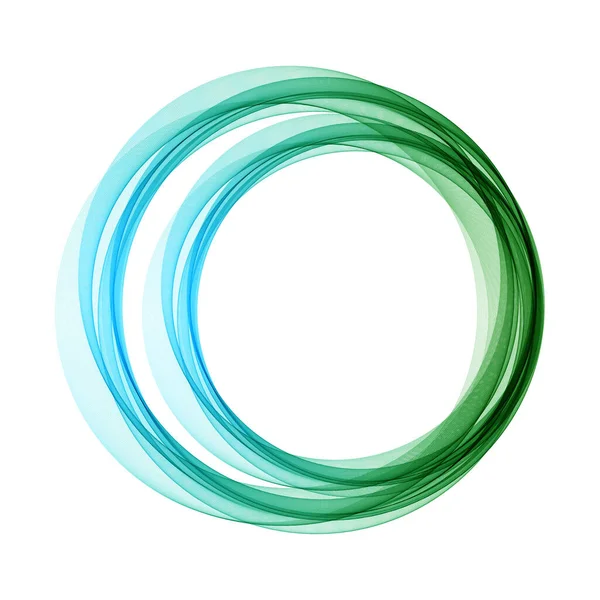 白い背景に緑の青い丸波 デザイン要素 — ストックベクタ