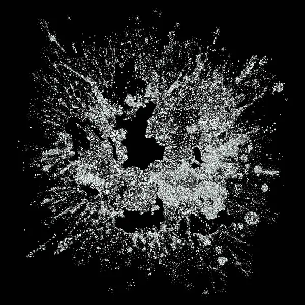 コンフェッティの大爆発だ コンフェッティ 銀の塵粒子の爆発 輝く光沢のあるテクスチャ効果 デザイン要素 — ストックベクタ