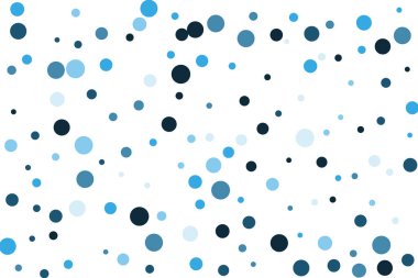 Soyut geometrik arkaplan, beyaz arkaplana dağılmış mavi konfeti çemberleri. Konfetili modern hipster geçmişi.