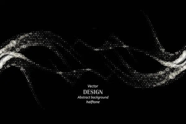 Fond Sombre Abstrait Points Demi Tons Argentés Élément Design — Image vectorielle
