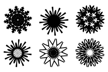 Mobil uygulamalar ve web sitesi tasarımı için modaya uygun ana hatlar. Moda tarzında simge paketleri. Beyaz bir zemin üzerinde güzel kar taneleri kümesi, tasarım ögesi