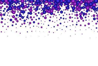 Cazibeli Konfeti Deseni. Beyaz zemin üzerinde mavi ve mor dairelerden yapılmış konfeti, tasarım elementi