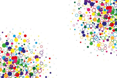 Renkli dairelerin soyut geometrik arka planı, beyaz arkaplanda gökkuşağı daireleri. Web sayfası, afiş, poster, kart deseni.