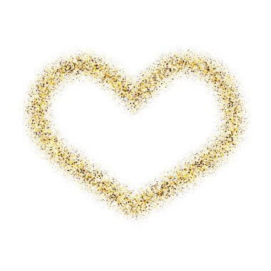 Siyah şeffaf arka planda beyaz çerçeveli altın parıltılı bir kalp. Sevgililer Günü için aşk konsepti arkaplanı