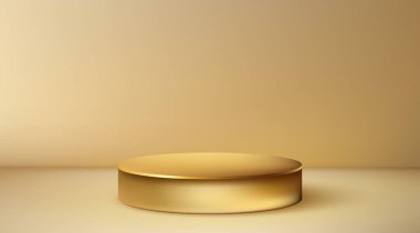 Soyut arka planda altın podyum, bir sahne tasarımı, kaide.