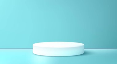 Mavi arka planda beyaz podyum. Açık mavi arka planda beyaz podyum, tek sahne tasarımı, kaide