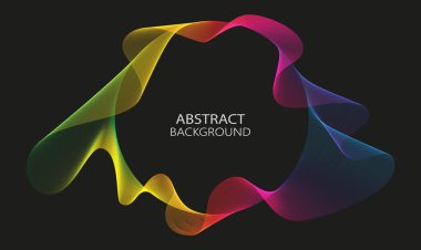 Vektör illüstrasyon EPS 10. Şeffaf dalganın yuvarlak renkli çizgileri, soyut arkaplan, çerçeve tasarımı ögesi