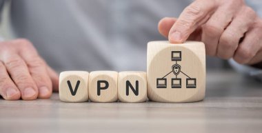 Vpn konsepti sembollü tahta bloklar