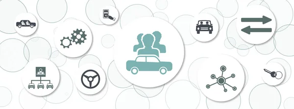 Konzept Des Carsharing Mit Symbolen Kreis — Stockfoto