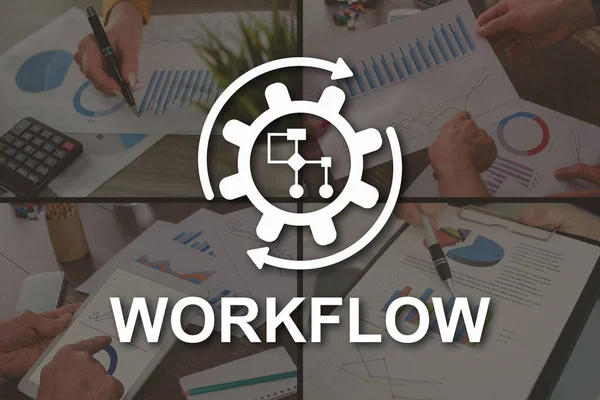Workflow Concept Illustrated Pictures Background — Stock Photo, Image
