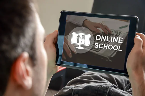 Koncepcja Szkoły Online Tablecie — Zdjęcie stockowe