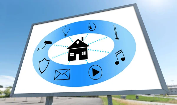 Stock image Smart home automation concept drawn on a billboard