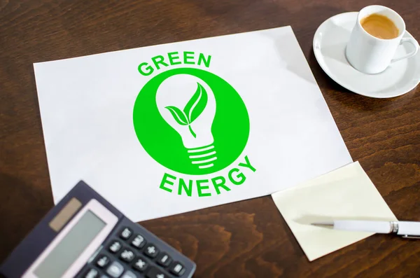 Concepto Energía Verde Sobre Papel Colocado Escritorio —  Fotos de Stock