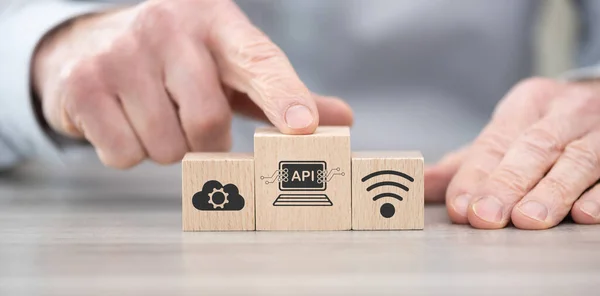 stock image Wooden blocks with symbol of api concept