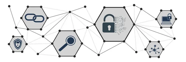 Concept Cybersecurity Connected Icons — Stock Photo, Image
