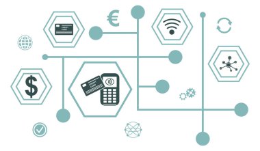 Bağlı simgelerle dijital ödeme kavramı