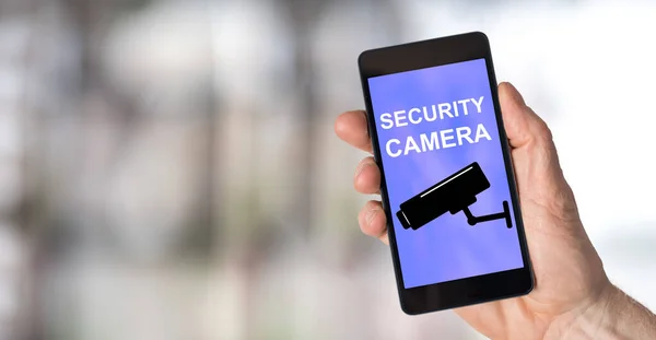 Schermo Dello Smartphone Che Mostra Concetto Telecamera Sicurezza — Foto Stock