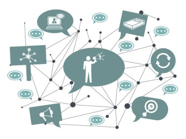 Konuşma baloncukları üzerindeki simgelerle eğitim kavramı