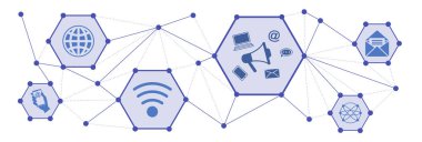 Bağlı simgelerle web pazarlaması kavramı