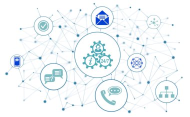 Bağlı simgelerle müşteri hizmeti kavramı