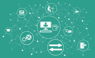 Bağlı simgelerle çevrimiçi eğitim kavramı