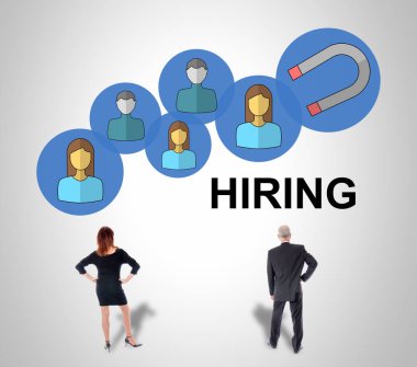 İş kişi tarafından izlenen bir duvara çizilen kavramı işe