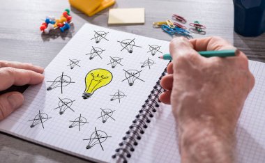 Not defterinde el çizimi en iyi fikir konsepti