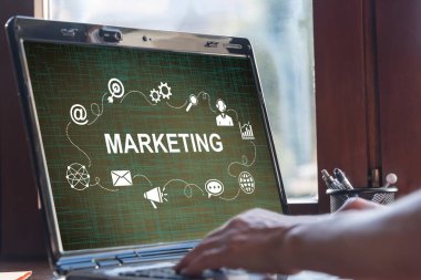 Bir pazarlama stratejisi gösteren dizüstü bilgisayar ekranı