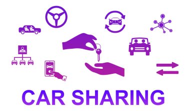 Illustration of a car sharing concept clipart